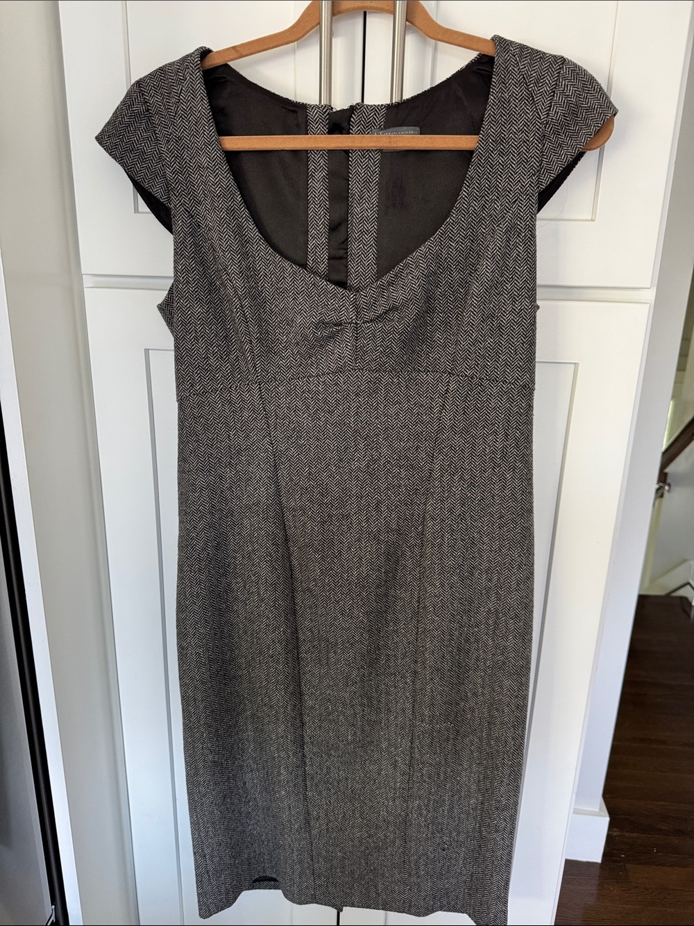 Armani Exchange Gray Herringbone Midi Sheath Dress